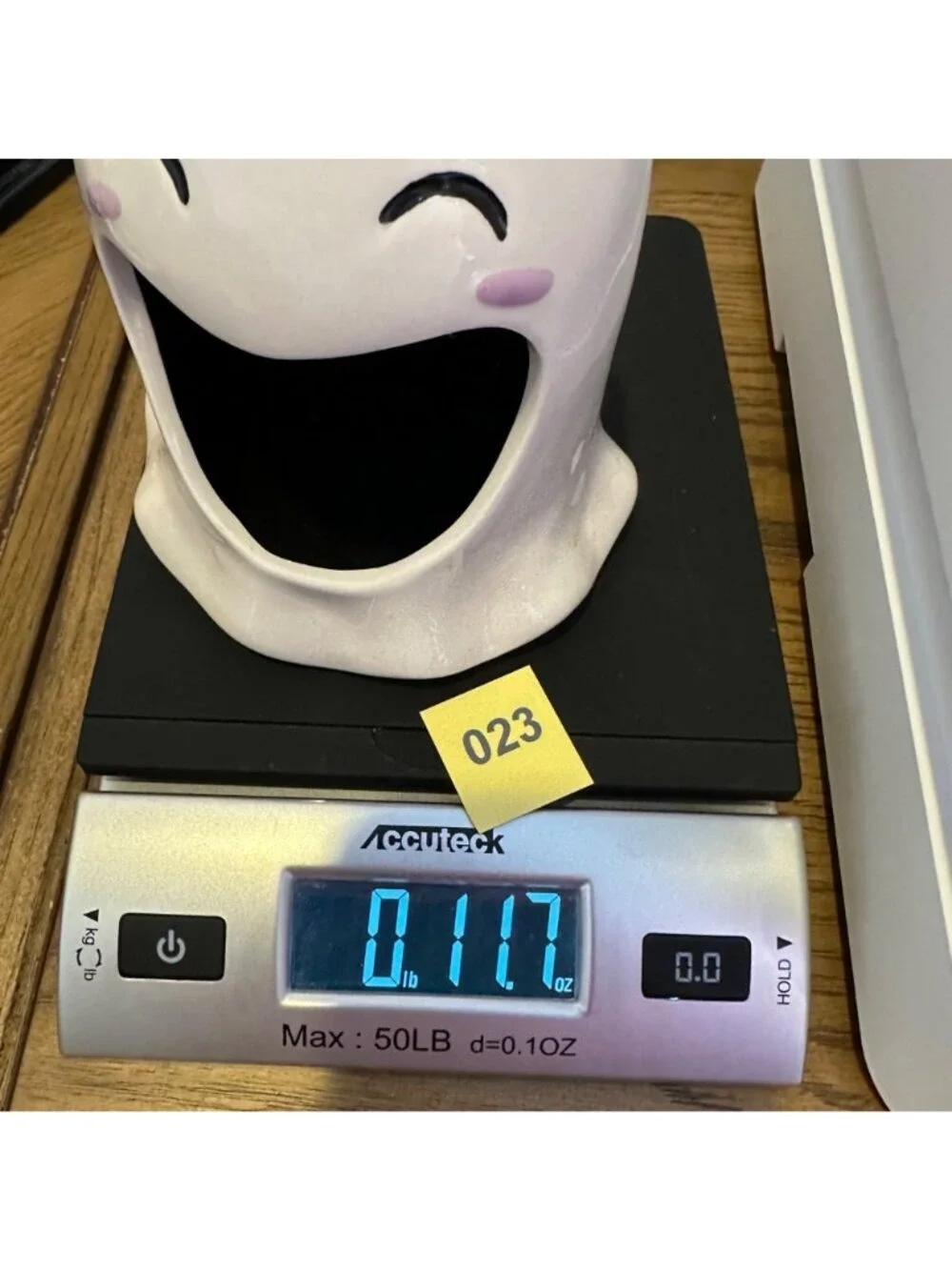 Halloween Ghost Smiling Candy Dish Holder 5 inch Ceramic White Unique Eclectic